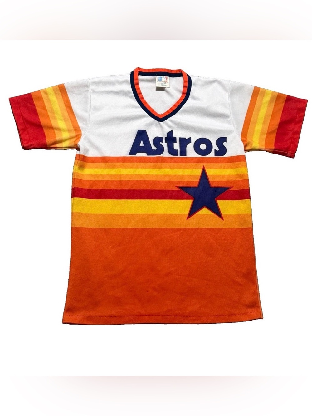 Vintage MLB Houston Astros Adult Medium Jersey Striped Sunrise Polyester Blank